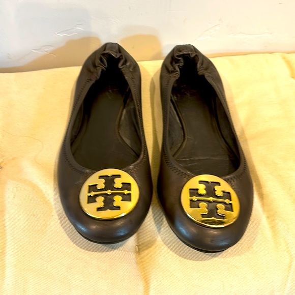 Tory Burch Shoes - Tory Burch Reva Dark Brown Leather Ballet Flats, Sz 10, Minor Wear
